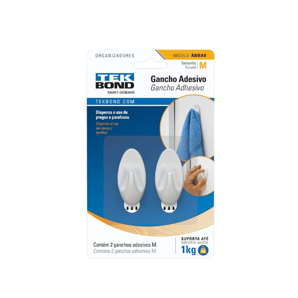 GANCHO AMBAR PLASTICO BRANCO M TEKBOND