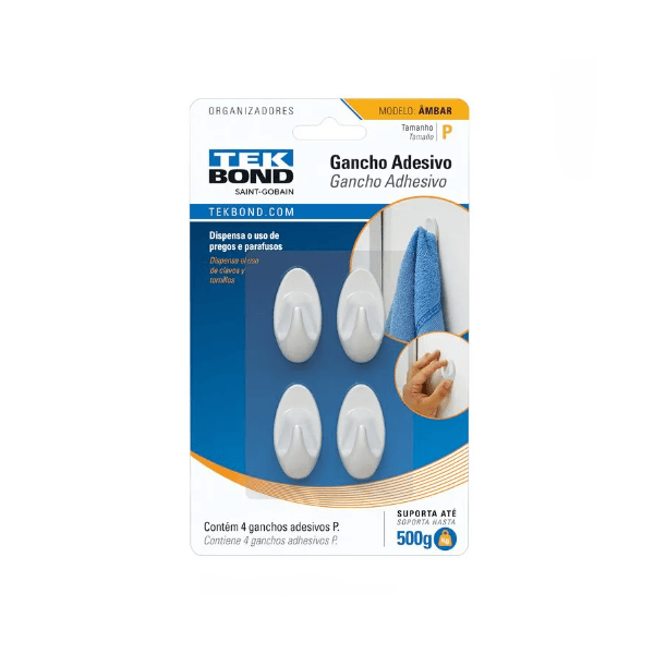 GANCHO AMBAR PLASTICO BRANCO P TEKBOND