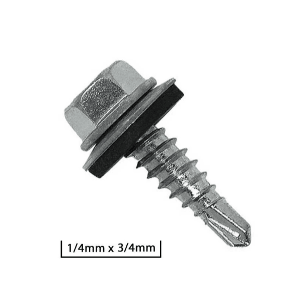PARAFUSO AUTO BROCANTE SEXTAVADO 1/4X3/4 COM VEDAÇAO TEMFIX 10 UN.