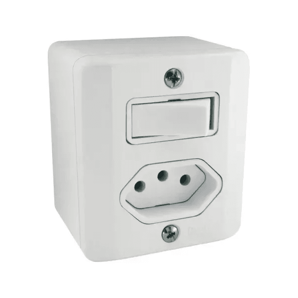 Caixa ILUMI Interruptor S 6A C/Tomada 2P+T 10A 250V BOX