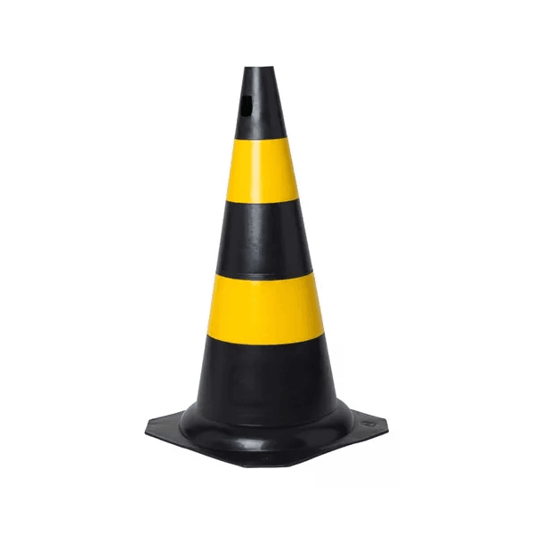 CONE SINALIZADOR PVC 50CM AMARELO/PTO