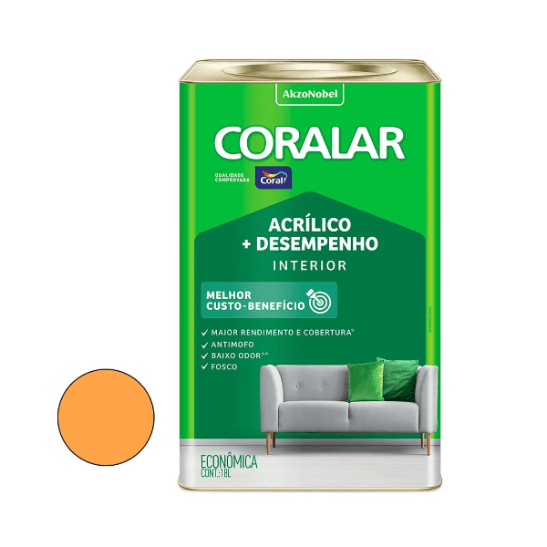 TINTA ACRILICA CORAL FOSCO 18,0 LT LARANJA CITRICO