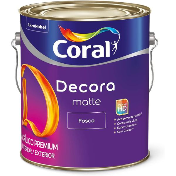 TINTA ACRILICA CORAL DECORA MATE 3,6 LT BRANCO