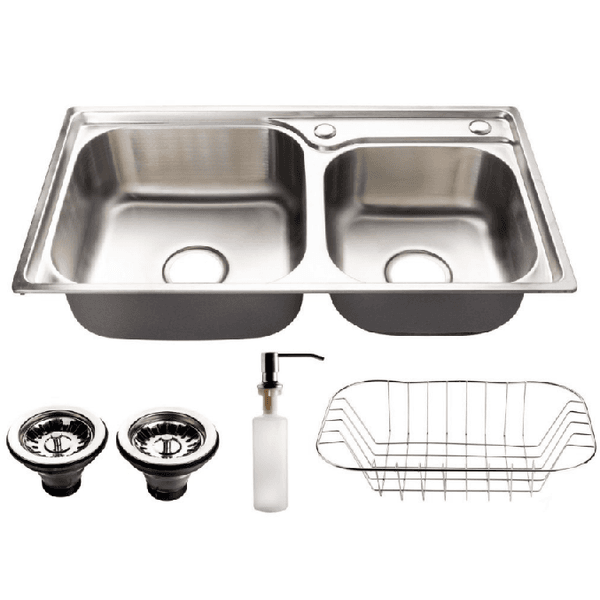CUBA DUPLA PARA COZINHA GOURMET INOX COM ACESSORIOS 78X43