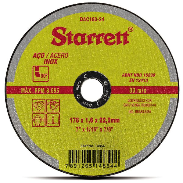 DISCO DE CORTE 7 STARRETT INOX