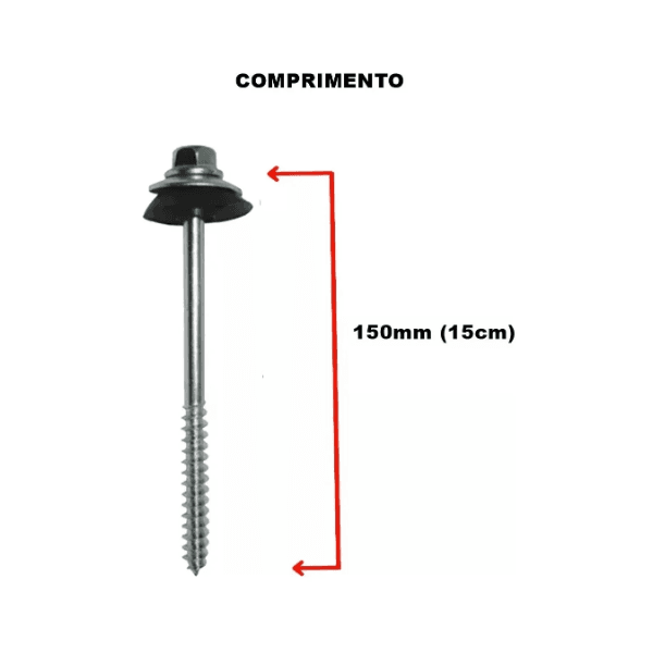 PARAFUSO PARA TELHA 15CM COMPLETO TEMFIX 10UN 