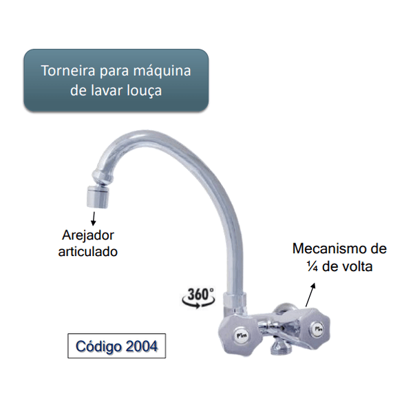 TORNEIRA PIM 2004 C50 BICA MOVEL COM SAIDA MAQUINA DE LAVAR LOUÇA