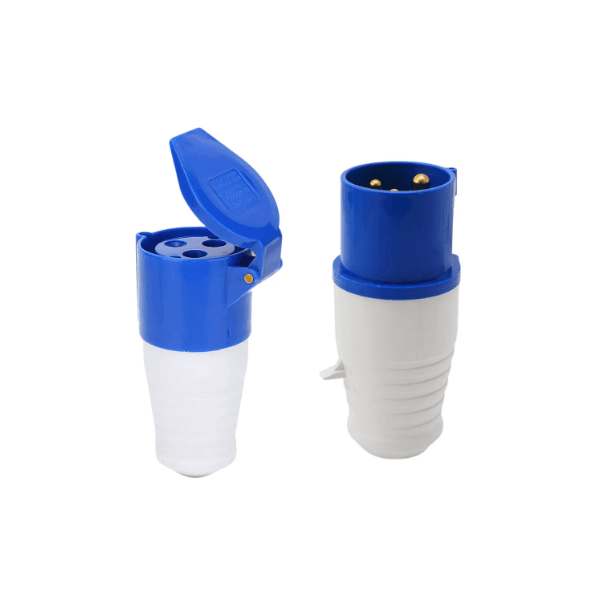 CONJUNTO TOMADA INDUSTRIAL PLUG MACHO 2P+T 16A AZUL