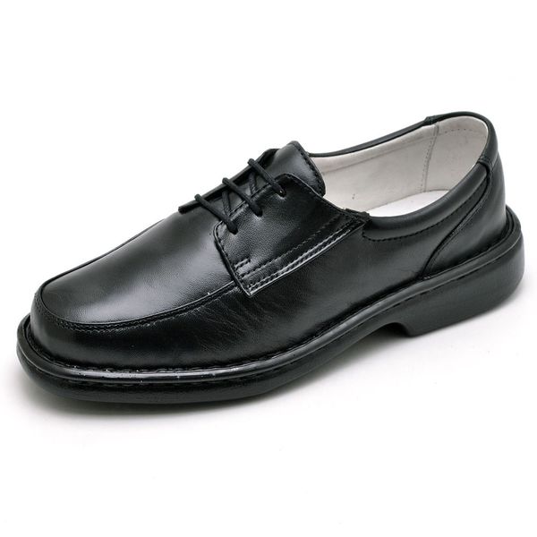 Sapato Social Confort de Couro Legitimo Preto 
