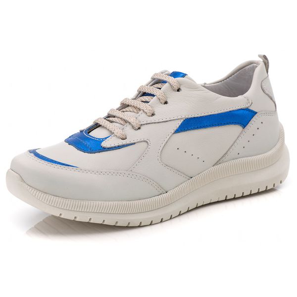 Tênis Casual Feminino de Couro Legitimo Gelo Marinho