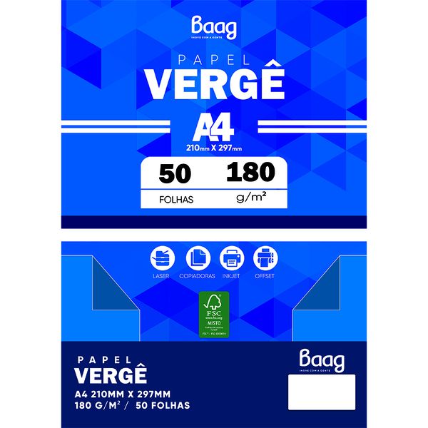 PAPEL A4 VERGE CREME 180G PCT.50 FLS [CX.5PCT]
