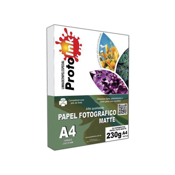 PAPEL FOTO NEUTRO MATTE 230G - A4 - 100FLS IMP. IND