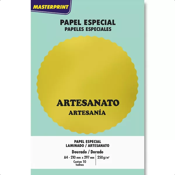 MP-PAPEL DOURADO LAMINADO/ARTESANATO 250G/M² A4 - 10FOLHAS 