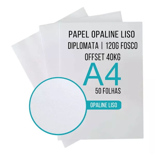 PAPEL BRANCO DIPLOMATA/LISO/OFFSET 120G/M² A4 - 50FOLHAS 
