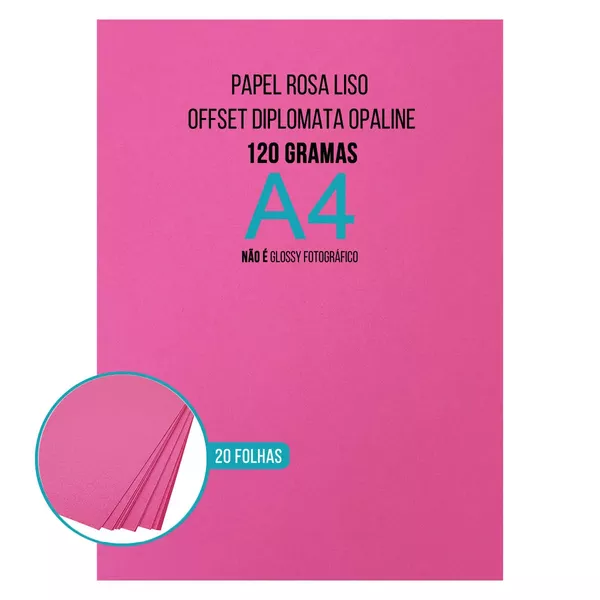 MP-PAPEL ROSA DIPLOMATA/LISO/OFFSET 120G/M² A4 20FOLHAS DER 4