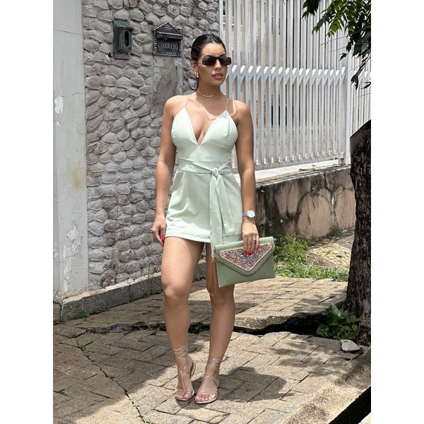 Vestido Alça Cruzada com short Verde