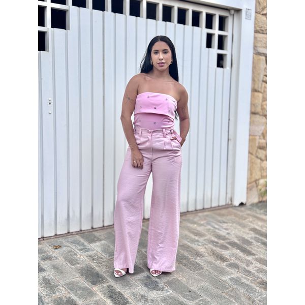 CALÇA PANTALONA FIVELA ROSA