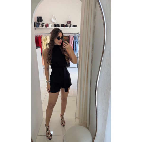 CONJUNTO BATA COM SHORT FEEL PRETO 