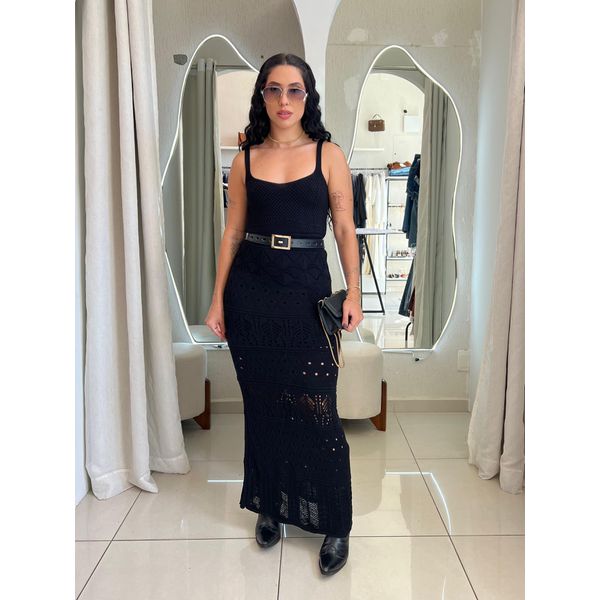 VESTIDO DE TRICÔ PRETO