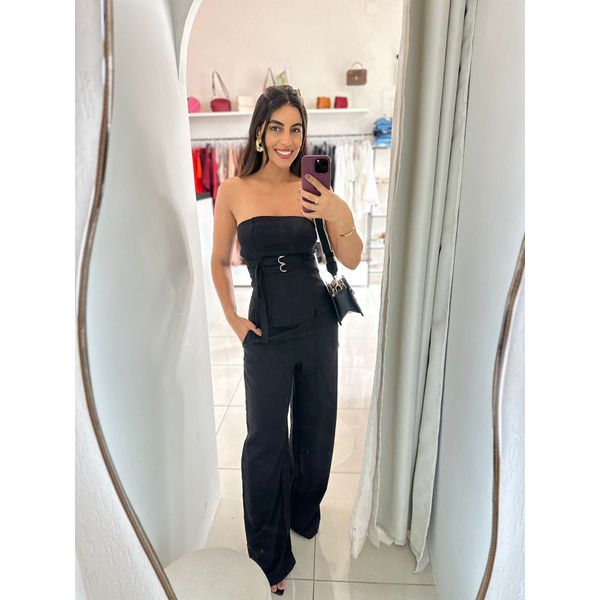CONJUNTO TOMARA QUE CAIA COM CALÇA WIDE LEG PRETO