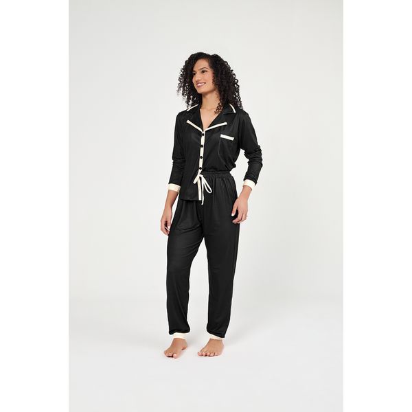Pijama Aberto Preto Fem