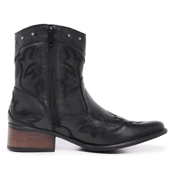 Bota Feminina Texana Taylor Preta Country Cano Médio