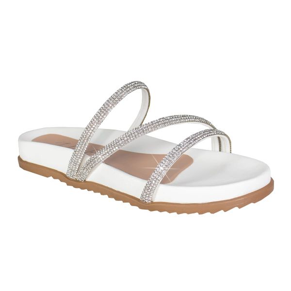 Sandália Papete Margareth Strass Branca Numeração Especial 40 / 41 / 42 / 43 / 44 Branco