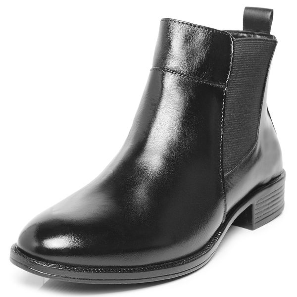 Bota Montaria Cano Curto Feminina Ferrile Em Couro Preta