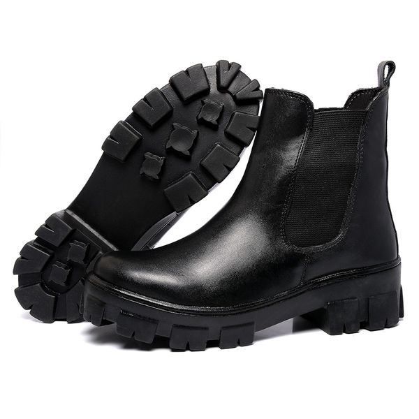 Bota Botina Coturno Feminino Ferrile em Couro Elastico Preta