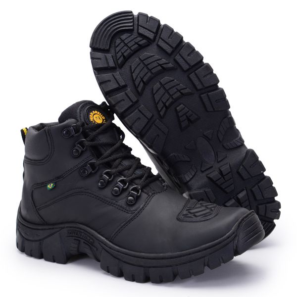 Bota Masculina, Cuturno Masculino, Coturno Couro Legitimo Motoqueiro, Bombeiro, Policial, Direto de fabrica