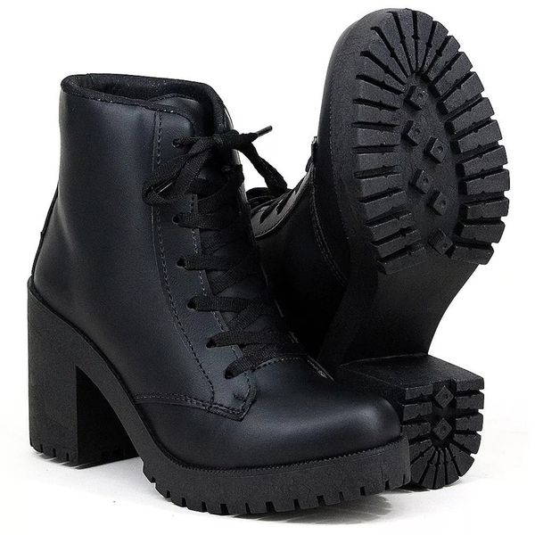 Bota 6209 Cano Curto Sola Tratorada Pimpinella Preto Fosco