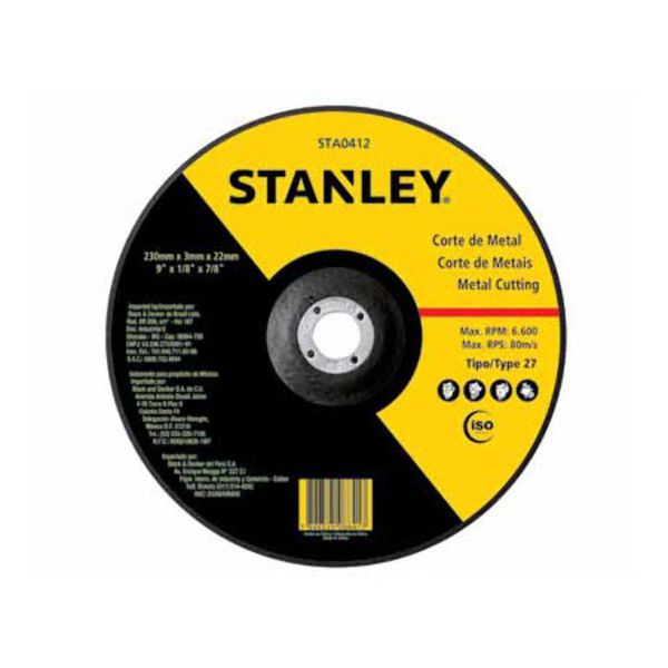 Disco Corte 41/2 1,6mm Aco/Inox Stanley STA8063