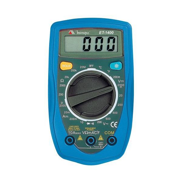 Multimetro Digital Mod ET1400 20 Ohms Temp Data Hold Minipa