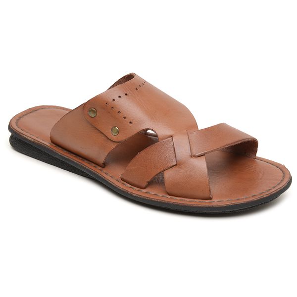 Chinelo Masculino em Couro R27 CONHAQUE