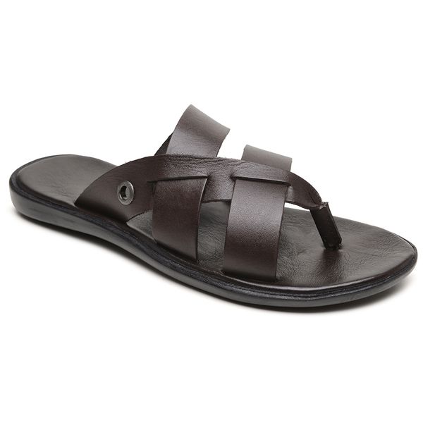 Chinelo Masculino em Couro R15 MARROM