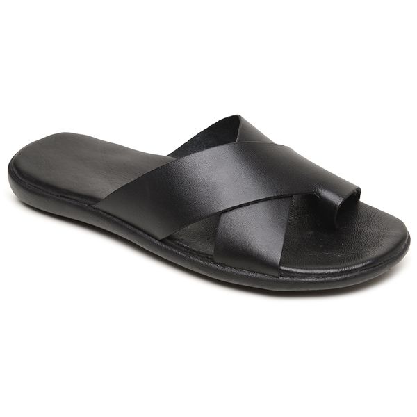 Chinelo Masculino em Couro R3 PRETO