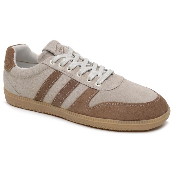 Tênis Feminino em Couro Mel e Linho - Tendência e Conforto