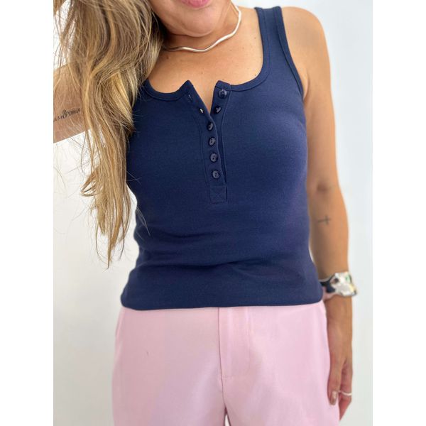 REGATA BOTÕES AZUL MARINHO 