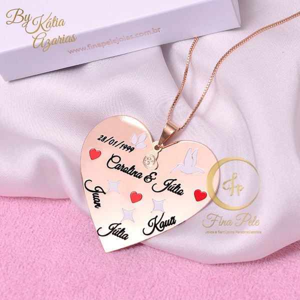 Coração Personalizado Aniversário de Casamento Fina Pele Joias