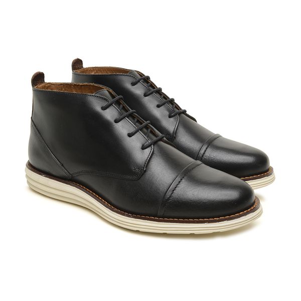 Bota Casual Masculina Coturno Five Days Em Couro Legitimo Preto