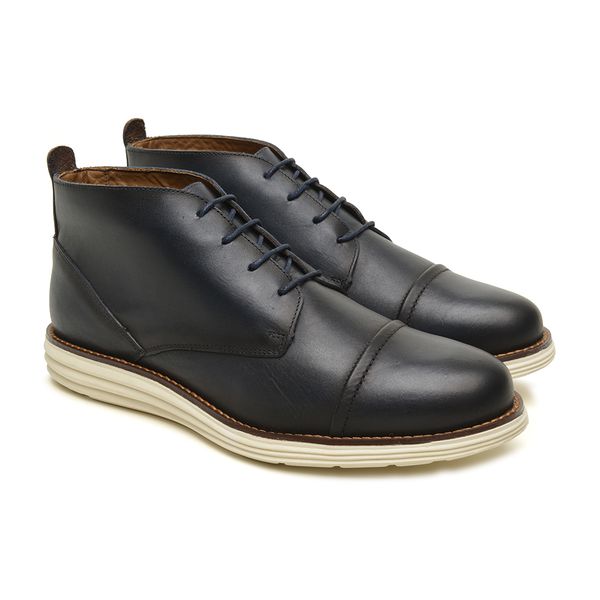 Bota Casual Masculina Coturno Five Days Em Couro Legitimo Azul Marinho