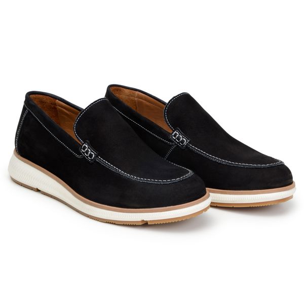 Sapato Casual Masculino Loafer Five Days Couro Nobuck Preto