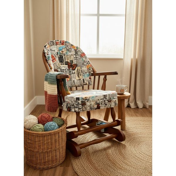 Cadeira de Balanço Jornal Encosto Baixo-A 90/40 x 60 x 50 - Moveis De Gramado