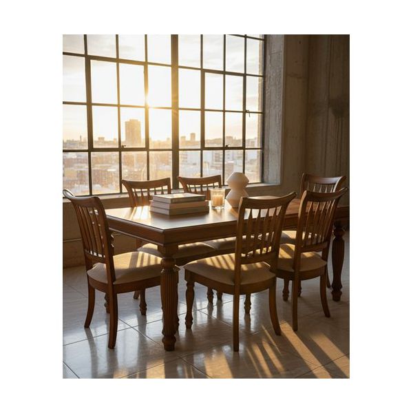 Sala de Jantar Miranda Mesa Retangular - (08 Cadeiras) - Madeira Maciça - Móveis de Gramado