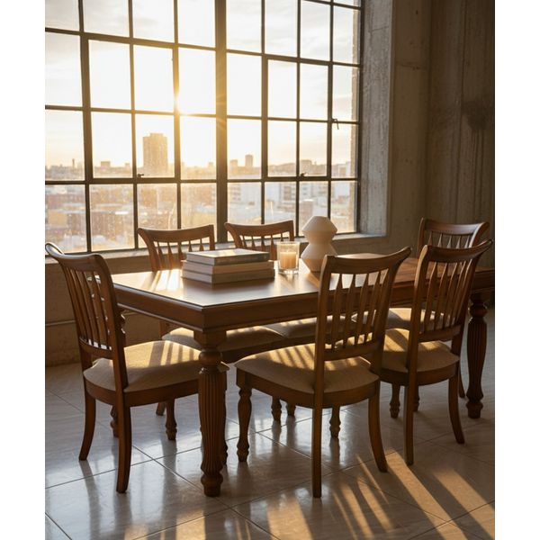 Sala de Jantar Petrol 1,40 x 90 - (06 Cadeiras) - Madeira Maciça - Móveis de Gramado