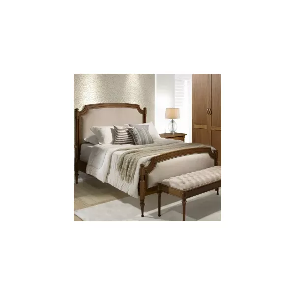 Cama Estofada Capersmidt Com Banco - Madeira Maciça - CCL Móveis