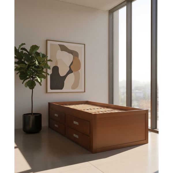 Cama de Solteiro Com 4 Gavetão - Madeira Maciça - Móveis de Gramado