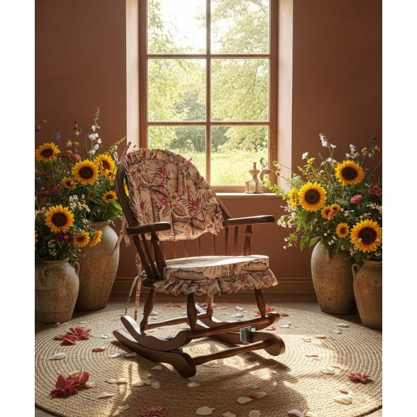 Cadeira de Balanço Estrelícia Bege 90/40 x 60 x 50 - Moveis De Gramado