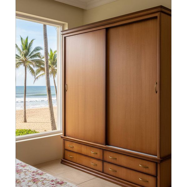 Roupeiro Portas de Correr Com Gavetas Realce - Móveis de Gramado