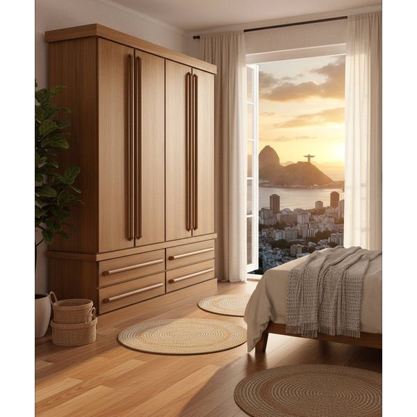 Roupeiro Cambará 2,00 x 55 x 2,30 - Madeira Maciça - Móveis de Gramado